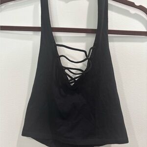 Express Black Lace-Up Crop Top